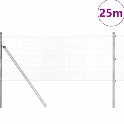 VIDAXL - Clôture avec poteaux argent 0.5 x 25 m acier