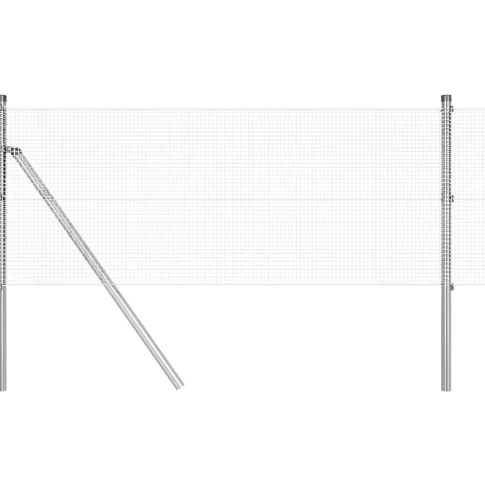 VIDAXL - Clôture avec poteaux argent 0.6 x 25 m acier