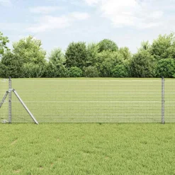 VIDAXL - Clôture avec poteaux argent 0.6 x 25 m acier