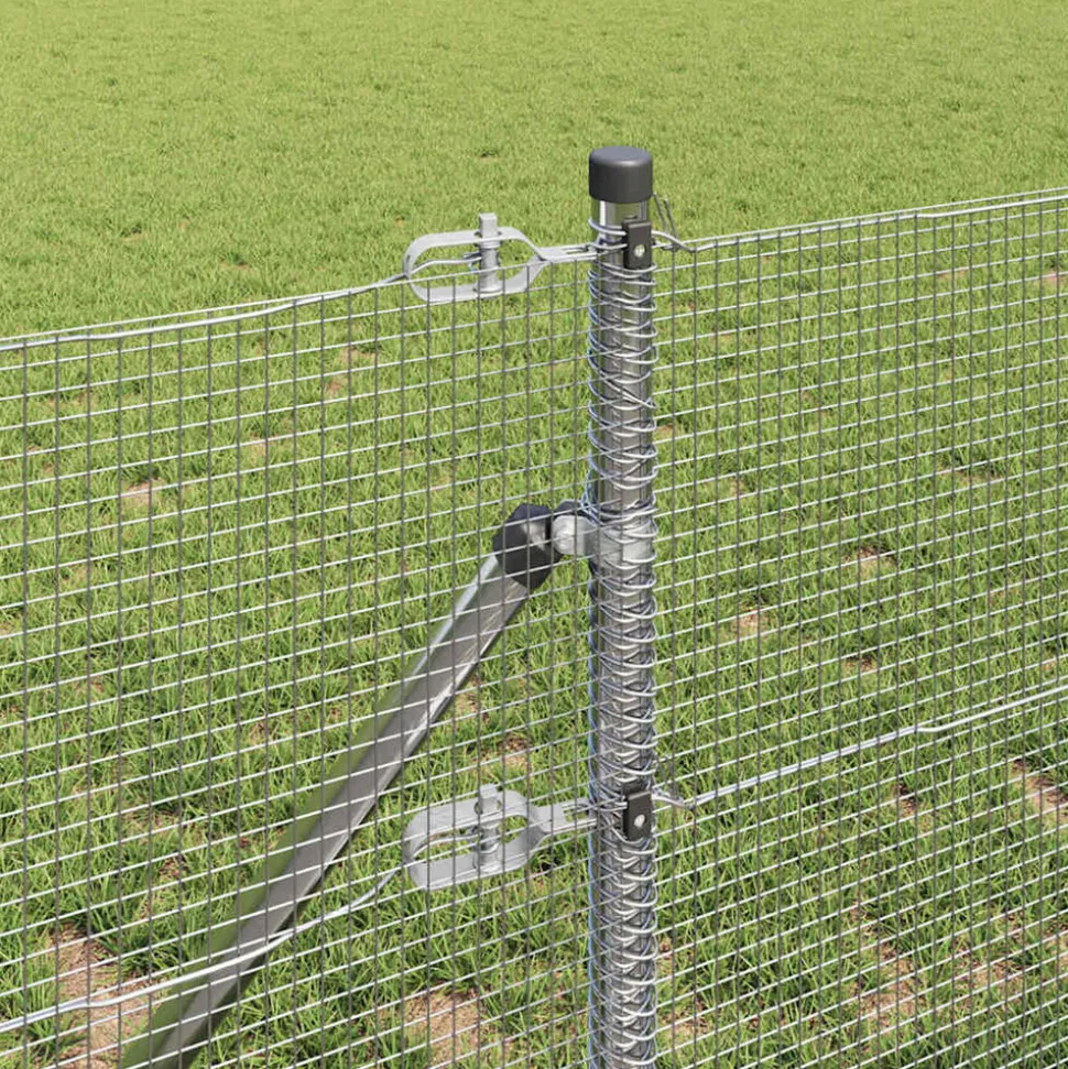 VIDAXL - Clôture avec poteaux argent 0.6 x 25 m acier
