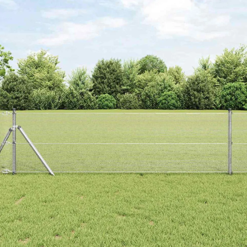 VIDAXL - Clôture en fil soudé argent 0.8 x 25 m acier