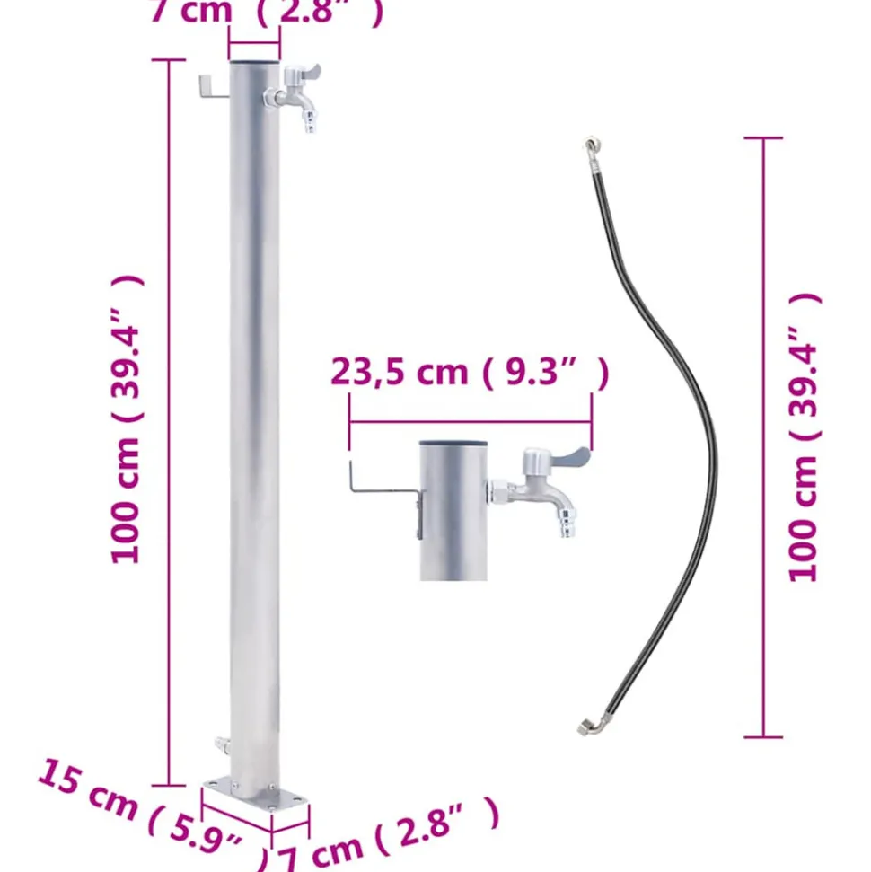 VIDAXL - Colonne à eau de jardin 100 cm acier inoxydable rond