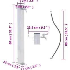 VIDAXL - Colonne à eau de jardin 80 cm acier inoxydable carré