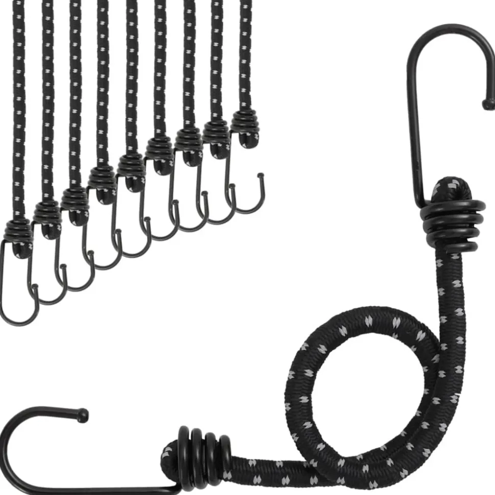 VIDAXL - Cordes élastiques avec bandes réfléchissantes et crochets 10pcs