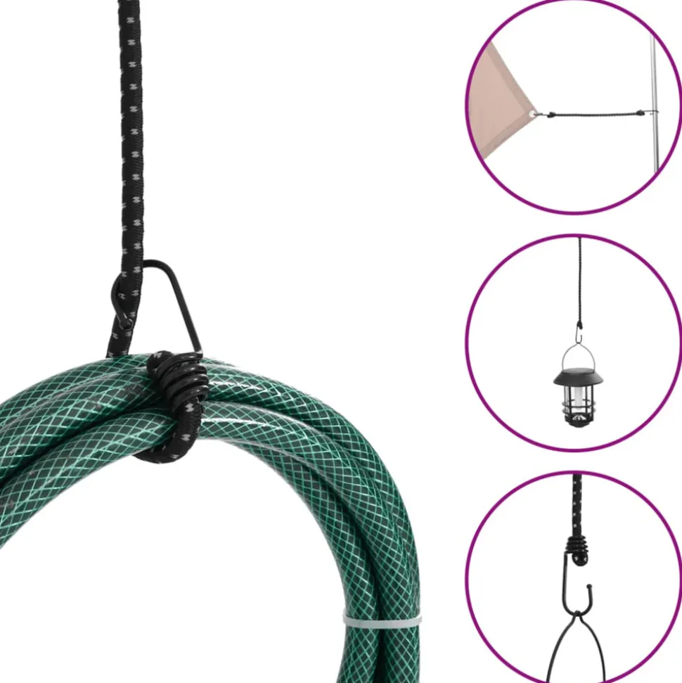 VIDAXL - Cordes élastiques avec bandes réfléchissantes et crochets 10pcs