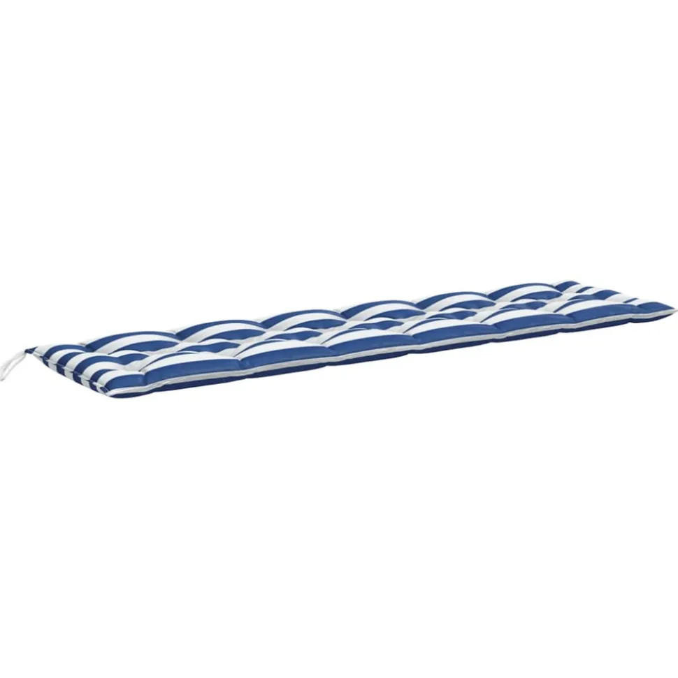 VIDAXL - Coussin de banc de jardin rayures bleues et blanches 200x50x7cm