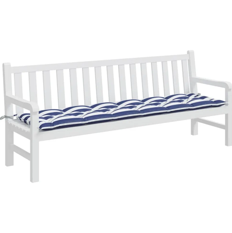 VIDAXL - Coussin de banc de jardin rayures bleues et blanches 200x50x7cm