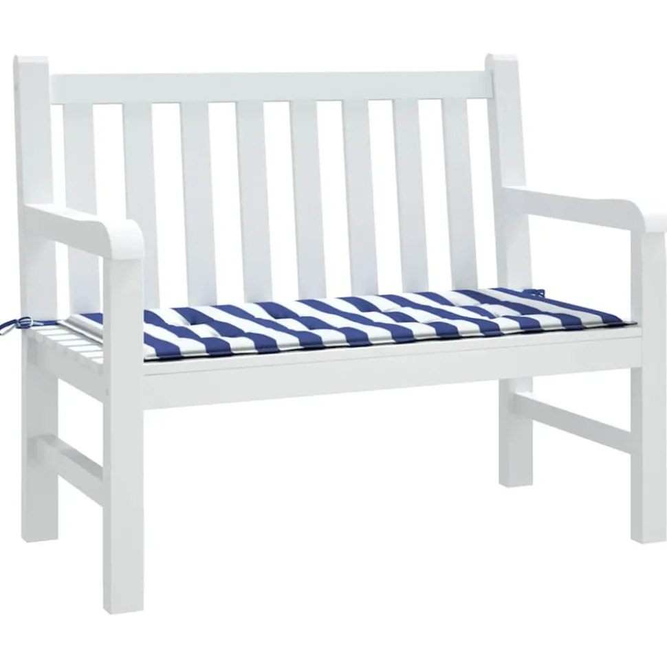 VIDAXL - Coussin de banc de jardin rayures bleues et blanches 120x50x4cm