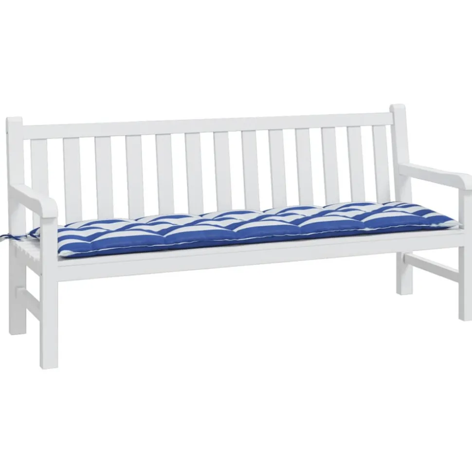 VIDAXL - Coussin de banc de jardin rayures bleues et blanches 180x50x7cm