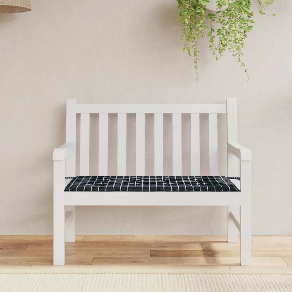 VIDAXL - Coussin de banc de jardin carreaux noir 100x50x4cm tissu oxford