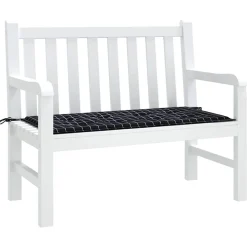 VIDAXL - Coussin de banc de jardin carreaux noir 100x50x4cm tissu oxford