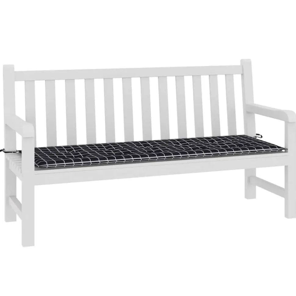 VIDAXL - Coussin de banc de jardin carreaux noir 150x50x4cm tissu oxford