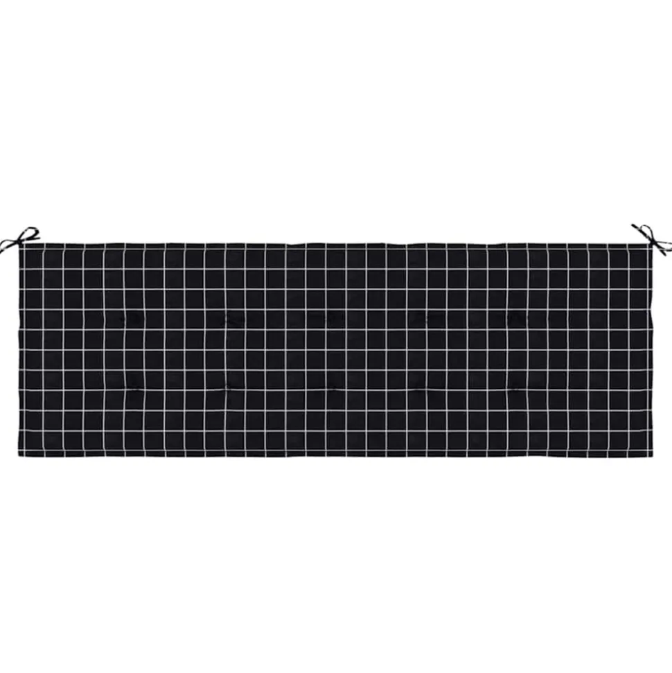 VIDAXL - Coussin de banc de jardin carreaux noir 150x50x4cm tissu oxford