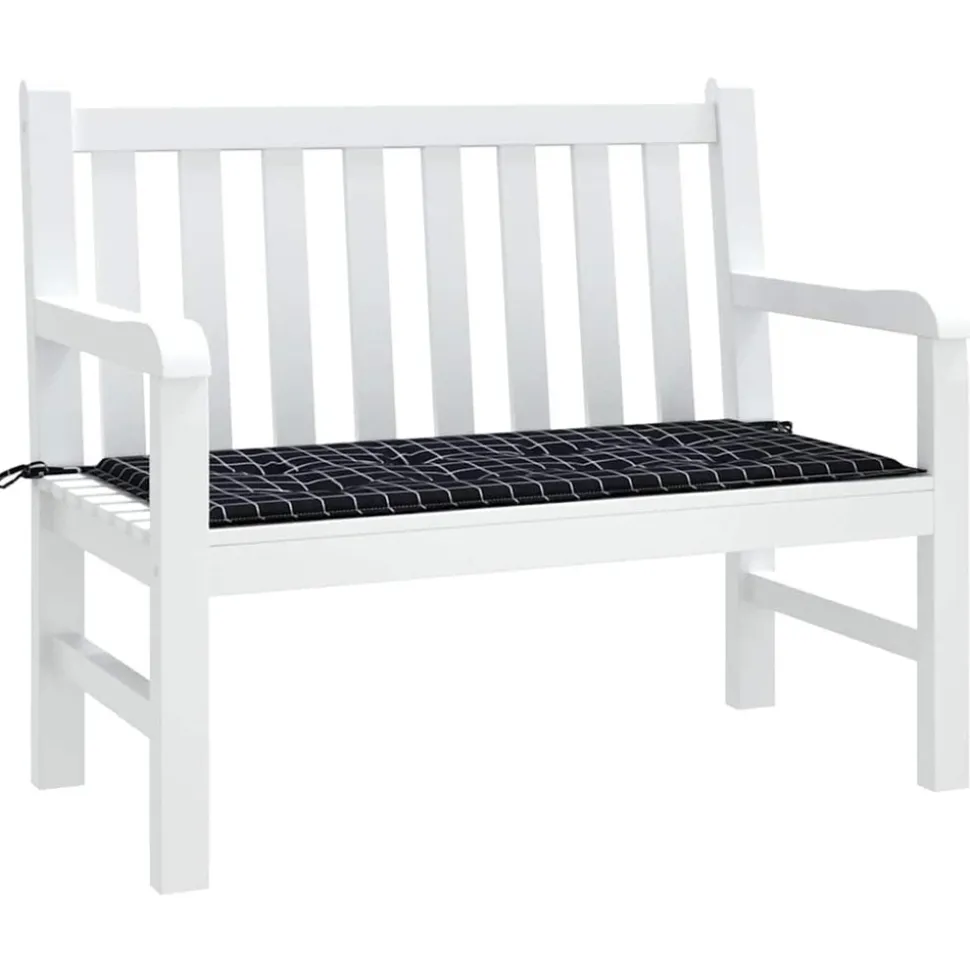 VIDAXL - Coussin de banc de jardin carreaux noir 120x50x4cm tissu oxford