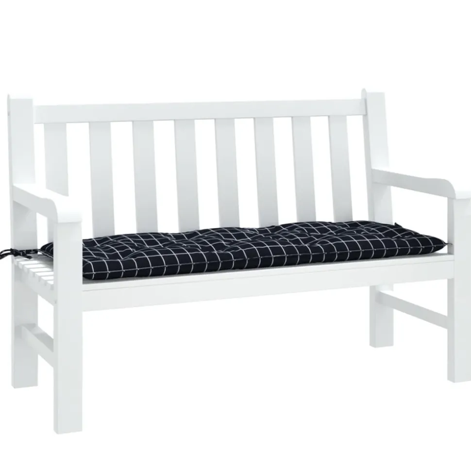 VIDAXL - Coussin de banc de jardin carreaux noir 120x50x7 cm tissu