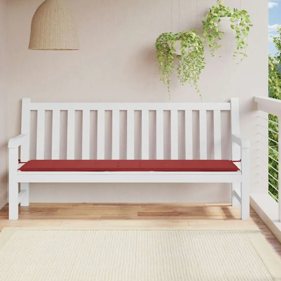 VIDAXL - Coussin de banc de jardin rouge bordeaux 200x50x4 cm
