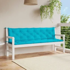 VIDAXL - Coussins de banc de jardin lot de 2 turquoise 200x50x7 cm tissu