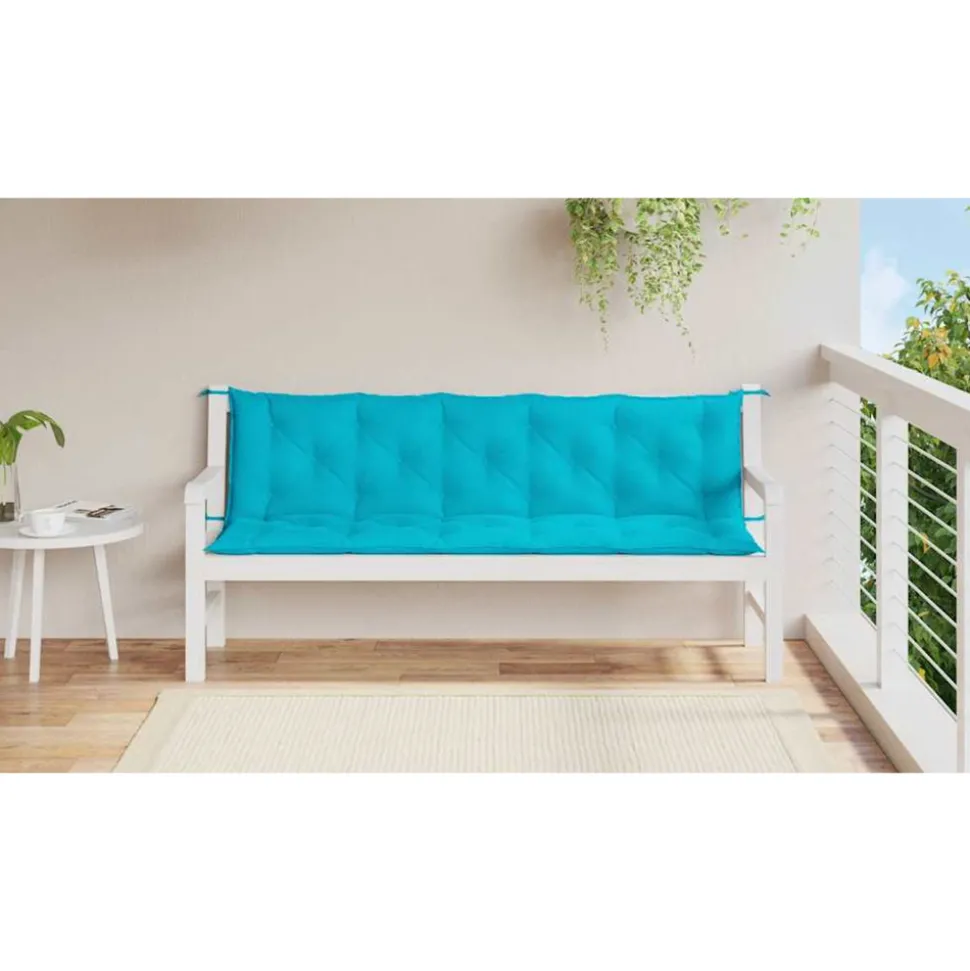 VIDAXL - Coussins de banc de jardin lot de 2 turquoise tissu oxford