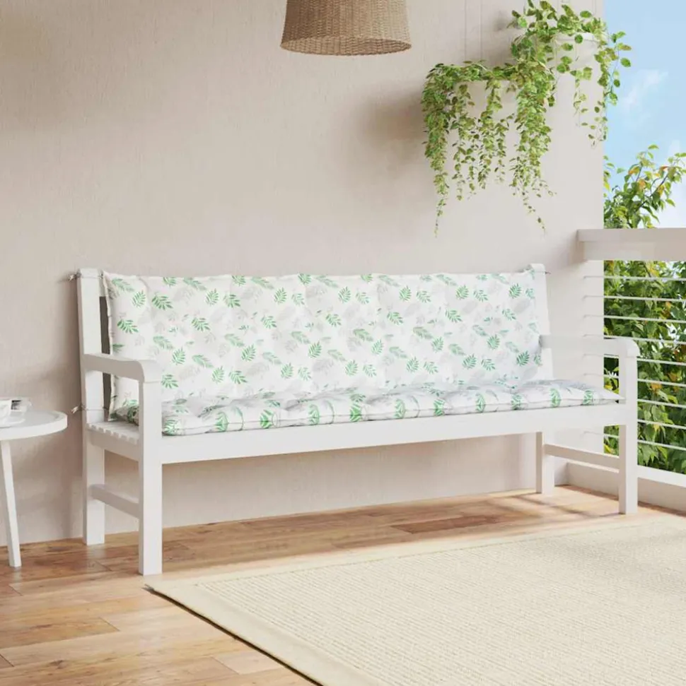 VIDAXL - Coussins de banc jardin lot de 2 motif de feuilles tissu oxford