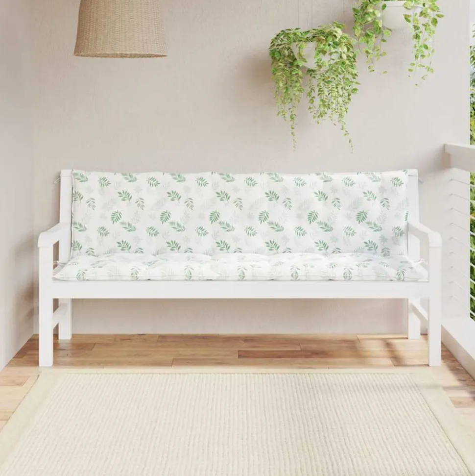 VIDAXL - Coussins de banc jardin lot de 2 motif de feuilles tissu oxford