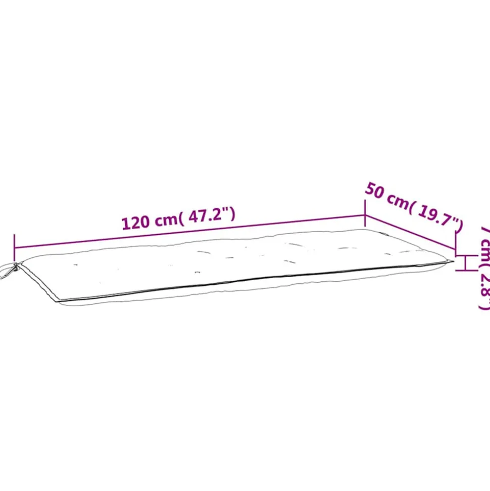 VIDAXL - Coussins de banc de jardin lot de 2 rose 120x50x7 cm tissu