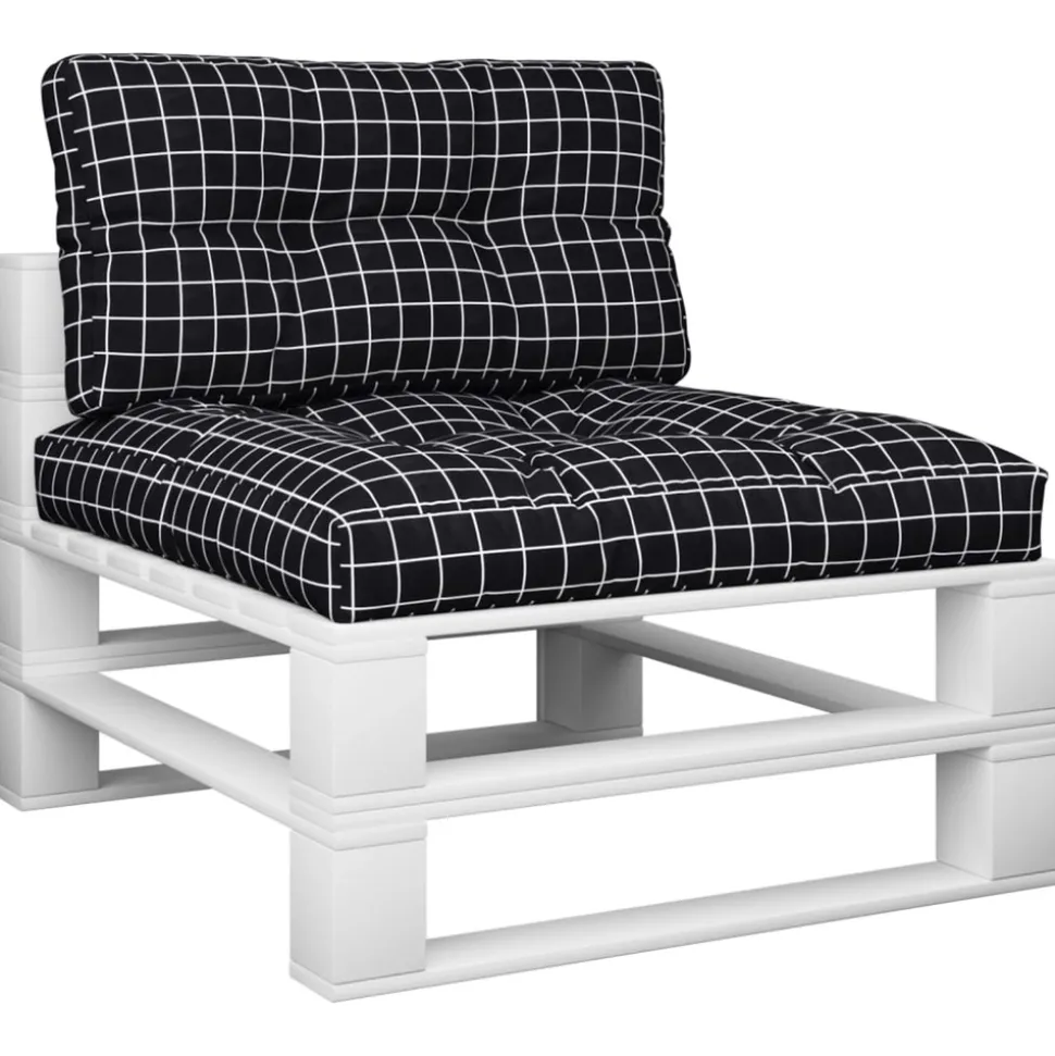 VIDAXL - Coussins de palette lot de 2 motif à carreaux noir tissu