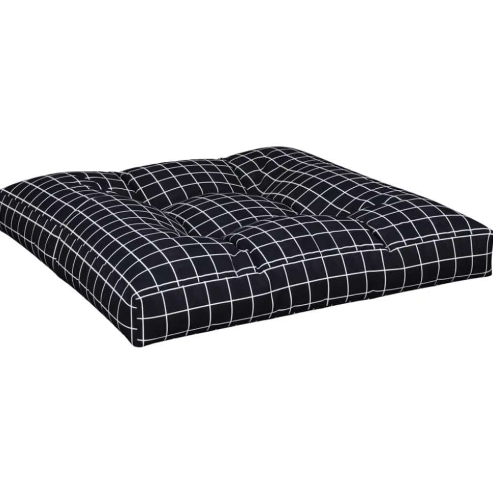 VIDAXL - Coussins de palette lot de 2 motif à carreaux noir tissu