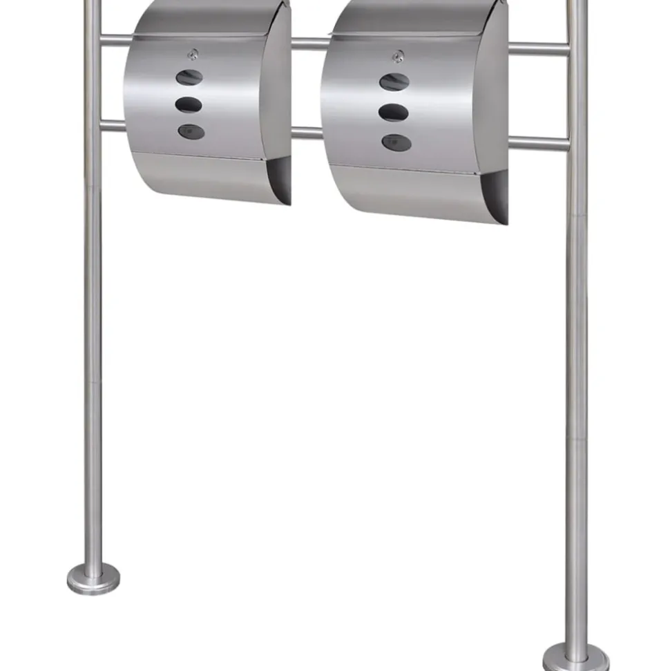 VIDAXL - Double boîte à lettre sur support en acier inoxydable