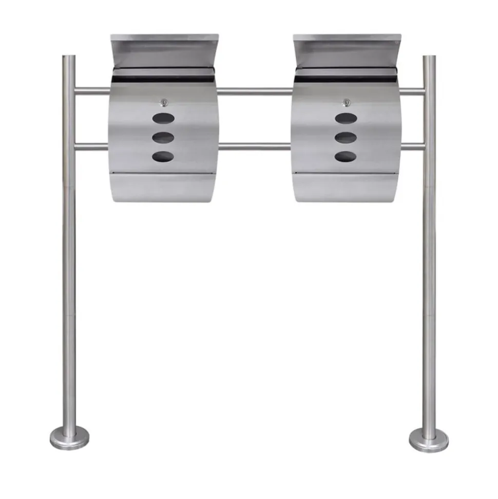 VIDAXL - Double boîte à lettre sur support en acier inoxydable