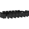 VIDAXL - Ensemble à manger de jardin 17 pcs coussins noir résine tressée