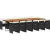 VIDAXL - Ensemble à manger de jardin 13 pcs coussins noir résine tressée