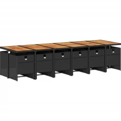 VIDAXL - Ensemble à manger de jardin 13 pcs coussins noir résine tressée