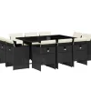 VIDAXL - Ensemble à manger de jardin 11 pcs coussins noir résine tressée