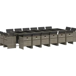 VIDAXL - Ensemble à manger de jardin 17 pcs et coussins résine tressée