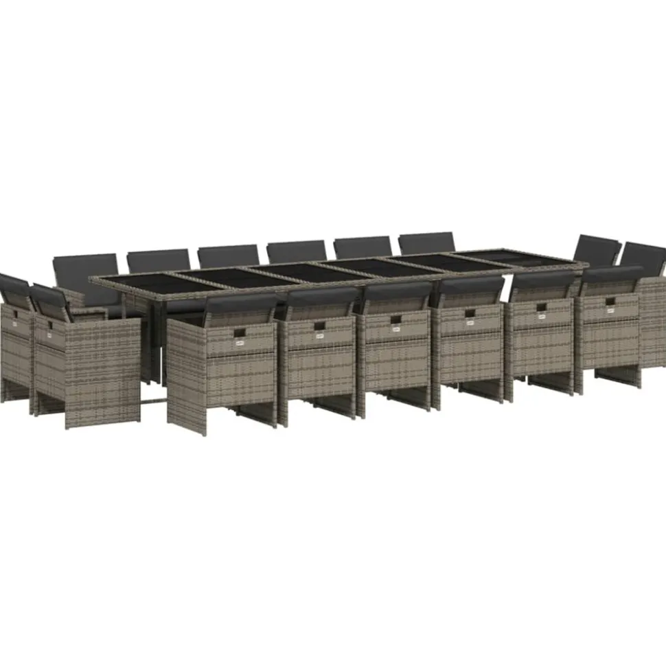 VIDAXL - Ensemble à manger de jardin 17 pcs et coussins résine tressée