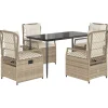VIDAXL - Ensemble à manger de jardin avec coussins 5pcs beige poly rotin