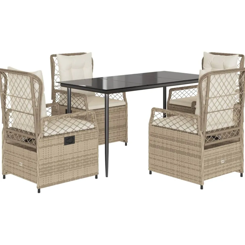 VIDAXL - Ensemble à manger de jardin avec coussins 5pcs beige poly rotin