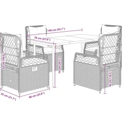 VIDAXL - Ensemble à manger de jardin avec coussins 5pcs beige poly rotin