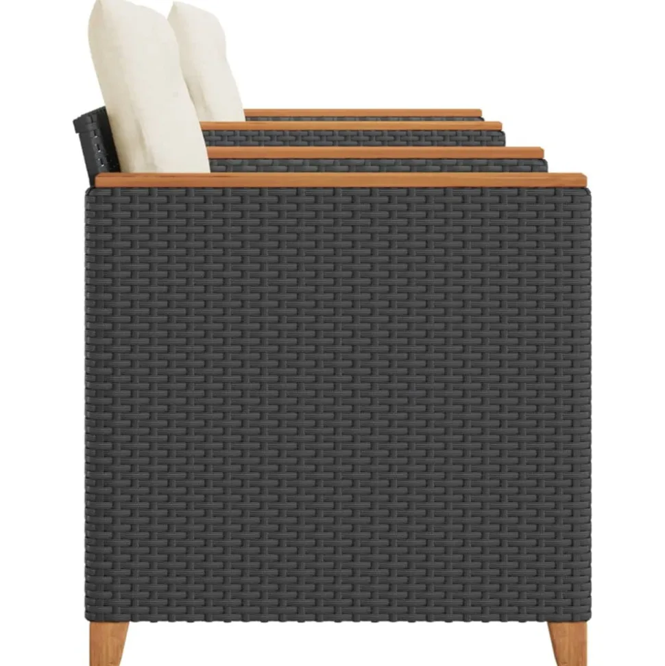 VIDAXL - Ensemble de bistro 3 pcs et coussins noir résine tressée acacia