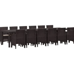 VIDAXL - Ensemble de salle à manger pour jardin 13 pcs marron