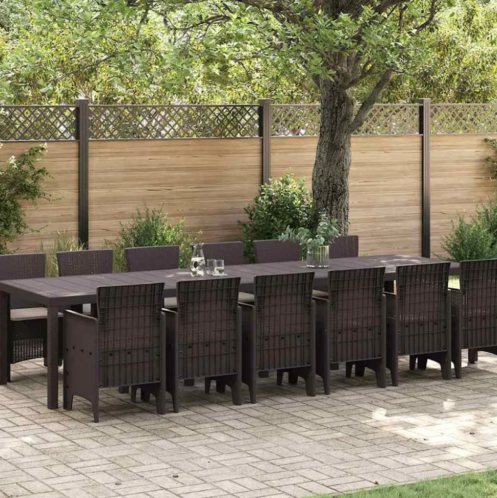 VIDAXL - Ensemble de salle à manger pour jardin 13 pcs marron