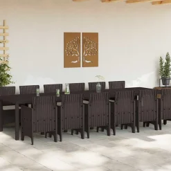 VIDAXL - Ensemble de salle à manger pour jardin 13 pcs marron