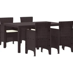 VIDAXL - Ensemble de salle à manger pour jardin 5 pcs marron rattan polt