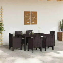 VIDAXL - Ensemble de salle à manger pour jardin 7 pcs marron rattan polt