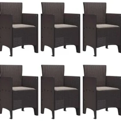 VIDAXL - Ensemble de salle à manger pour jardin 7 pcs marron rattan polt