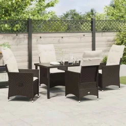 VIDAXL - Ensemble de salle à manger pour jardin 5 pcs marron poly rotin
