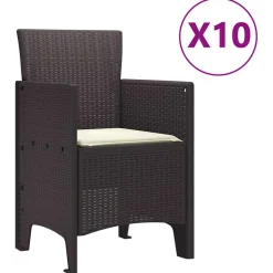 VIDAXL - Ensemble de salle à manger pour jardin 11 pcs marron et crème