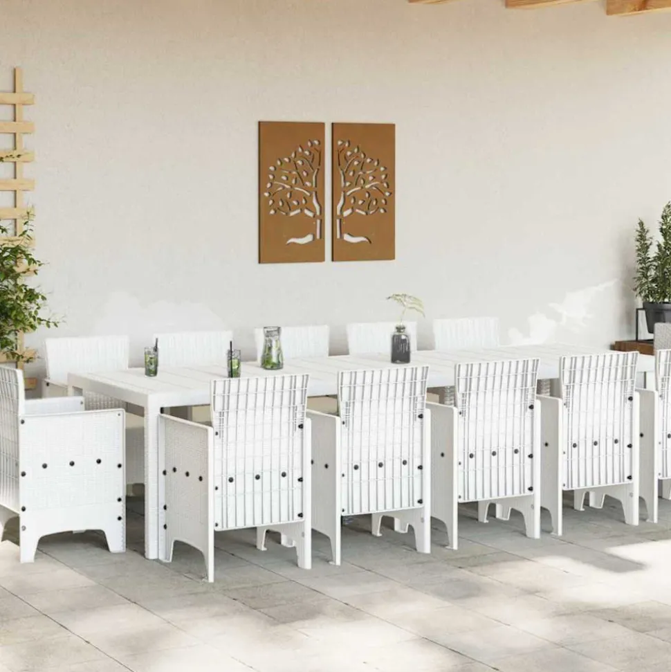 VIDAXL - Ensemble de salle à manger pour jardin 13 pcs blanc