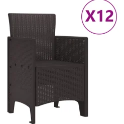 VIDAXL - Ensemble de salle à manger jardin en poly rotin marron vidaxl, 13 pièces, table de jardin marron 200x100x73 cm en poly rotin, t