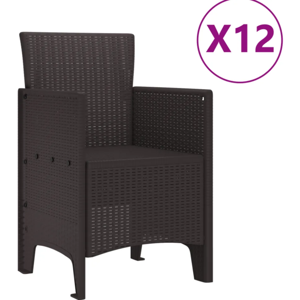 VIDAXL - Ensemble de salle à manger jardin en poly rotin marron vidaxl, 13 pièces, table de jardin marron 200x100x73 cm en poly rotin, t